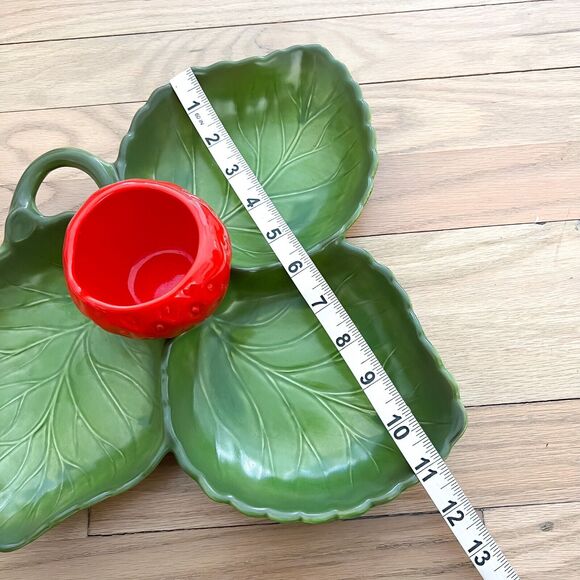 Vintage Metlox Poppytrail California Strawberry Divided Serving Bowl Pottery - Picture 11 of 12